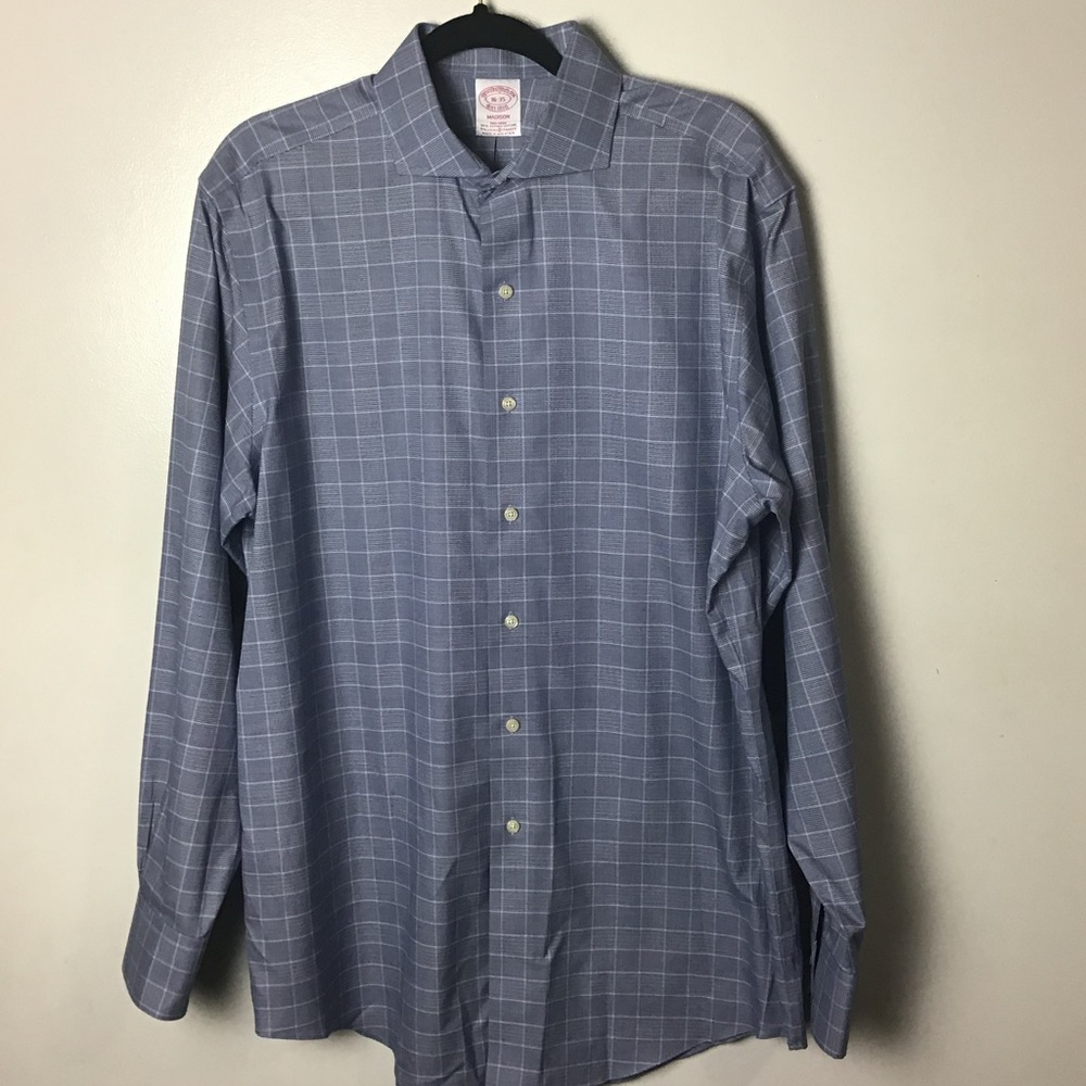 Brooks Brothers Madison blue plaid dress shirt. 16-35